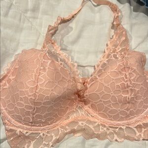 Lace Halter Bralette - Peach
